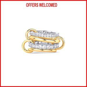 14K Gold Plated Stackable Rings Set Cubic Zirconia Bands Women's Jewelry